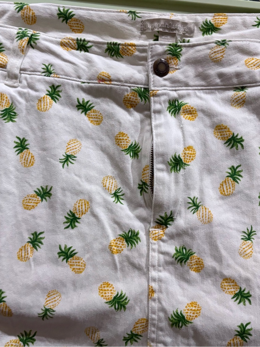 Woman Within White Skort with Yellow Pineapple Print - Picture 2 of 3